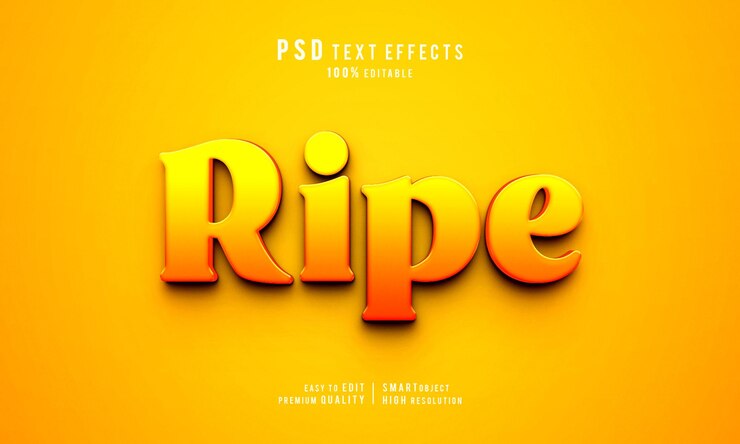 Um fundo amarelo com a palavra efeitos de texto 3d criativos maduros nele