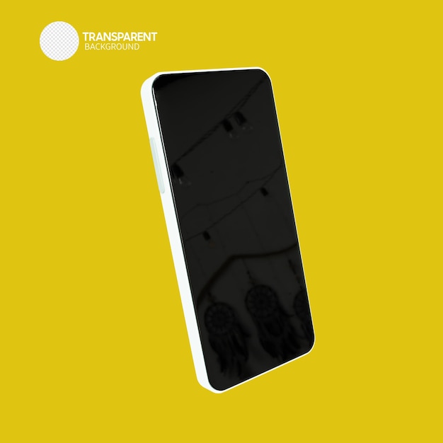 Um fundo amarelo com um telefone preto e branco com texto transparente na parte inferior.