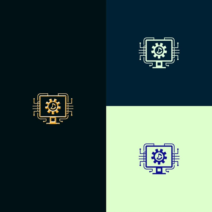 PSD um fundo azul e verde com um logotipo azul e branco