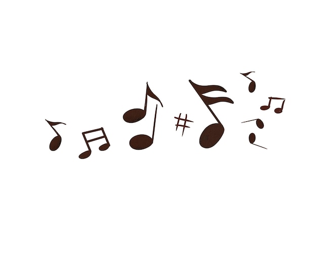 um fundo branco com notas de música e uma série de notas