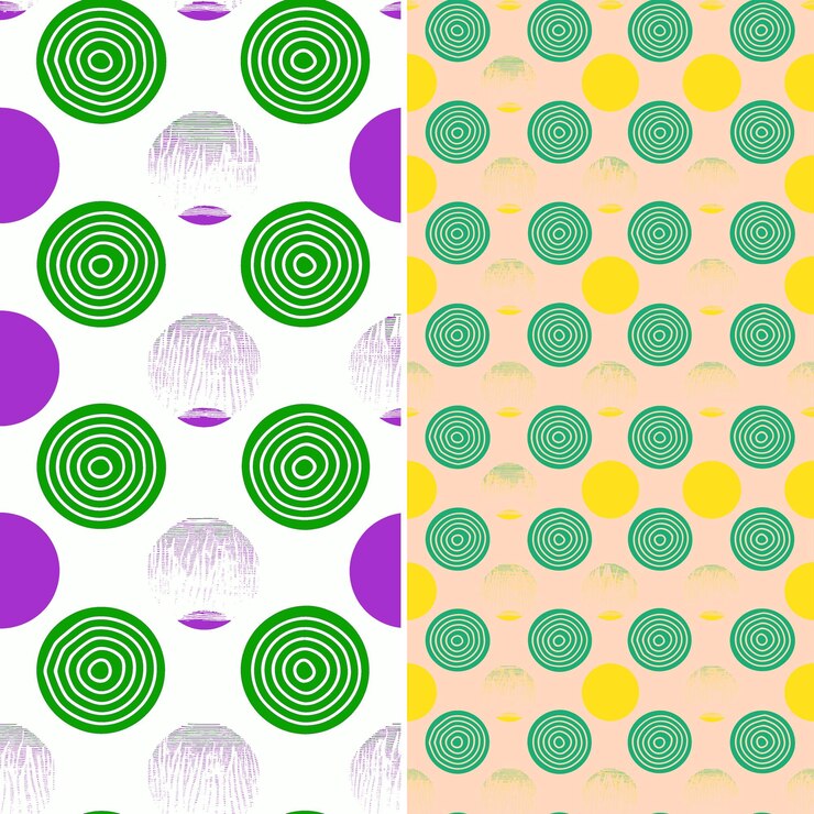 PSD um fundo colorido com círculos de cores diferentes e um roxo e amarelo