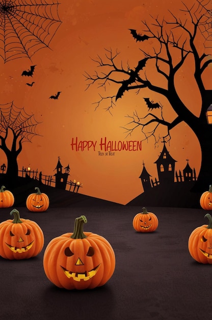 Um fundo com tema de Halloween com um fundo laranja