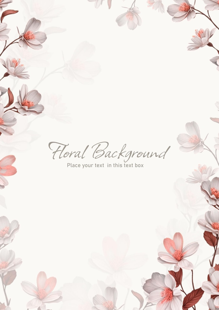 PSD um fundo floral elegante com flores brancas e cor-de-rosa