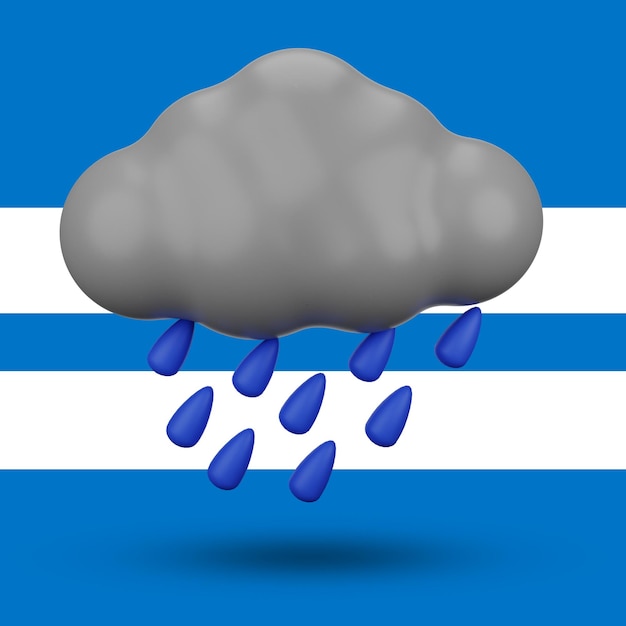 PSD um fundo listrado azul e branco com uma nuvem com pingos de chuva.