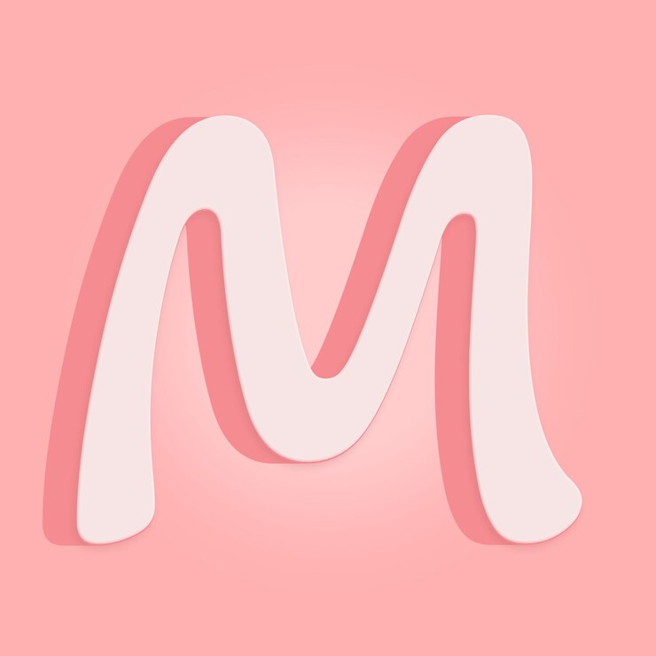 PSD um fundo rosa com a letra 3d m