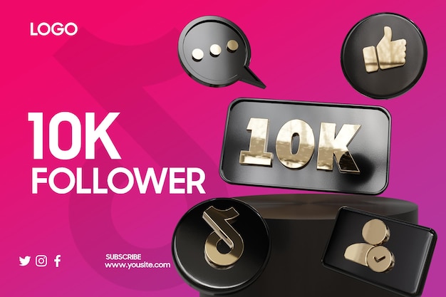 Um fundo rosa com um banner que diz 10k e as palavras 10k.