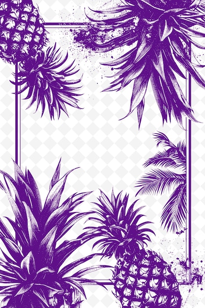 PSD um fundo roxo e branco com palmeiras e flores roxas