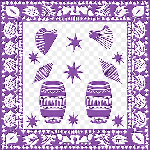 PSD um fundo roxo e branco com um pote azul e roxo e uma estrela nele