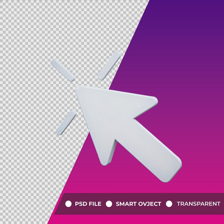 PSD um fundo roxo e rosa com uma flecha branca apontando para a direita
