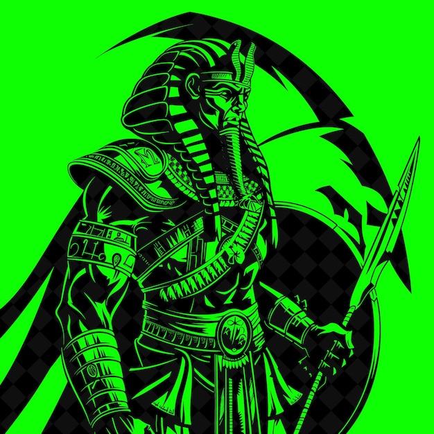 um fundo verde com um cavaleiro em armadura e uma espada