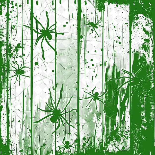 Um fundo verde e branco com uma teia de aranha nele