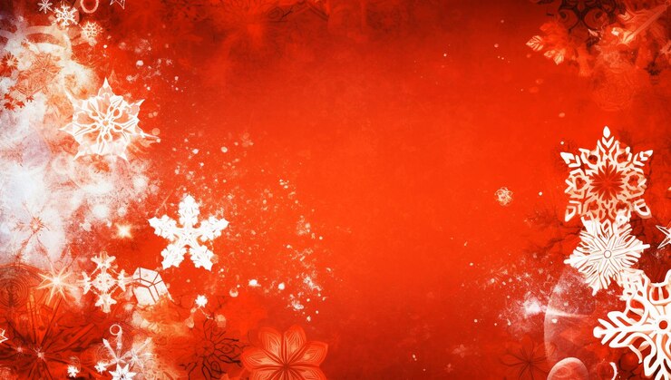 PSD um fundo vermelho com flocos de neve e um fundo vermelho