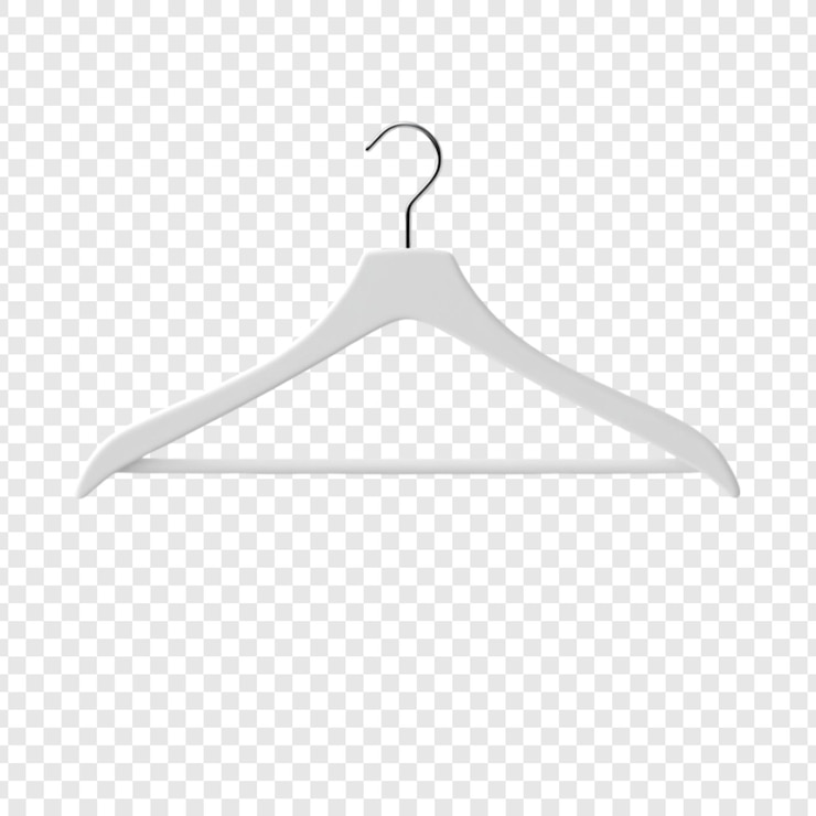 PSD um gancho de roupa de madeira branca com um gancho de metal isolado em um fundo transparente perfeito para projetos de varejo de roupas ou design de moda