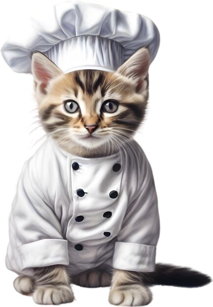 PSD um gatinho bonito com um uniforme de chef