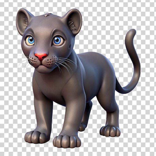 PSD um gatinho de pantera 3d em fundo transparente