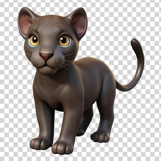 PSD um gatinho de pantera 3d em fundo transparente