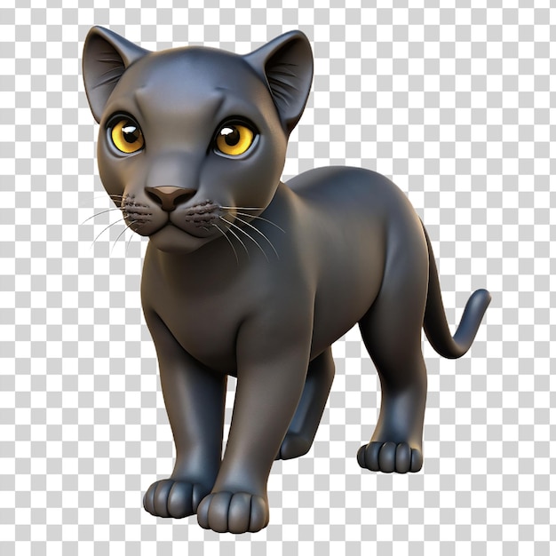 PSD um gatinho de pantera 3d em fundo transparente