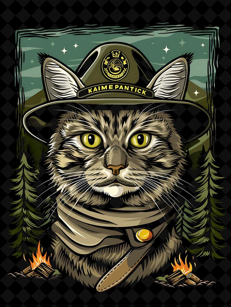 PSD um gato com um chapéu que diz vedafon