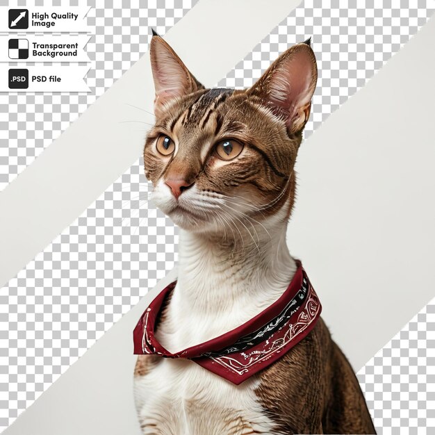 PSD um gato com um colarinho vermelho que diz tabby nele