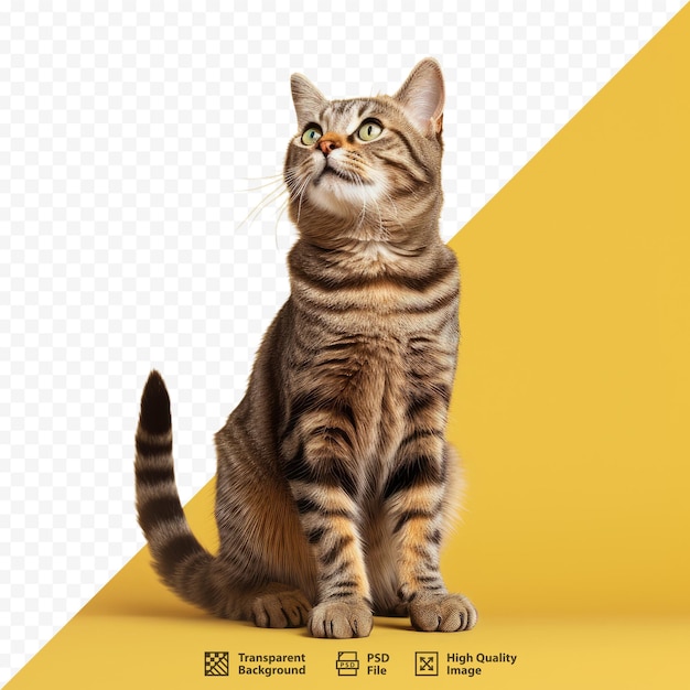 PSD um gato com um fundo amarelo que diz 