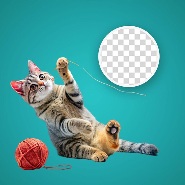 PSD um gato com uma bola de fio