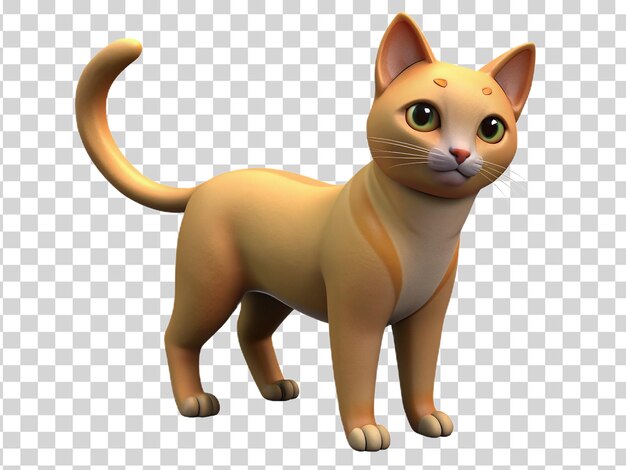 PSD um gato de desenho animado 3d marrom em pé em um fundo transparente