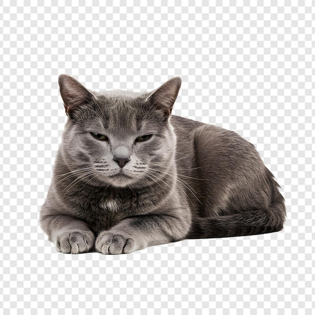 Um gato doméstico cinzento descansando