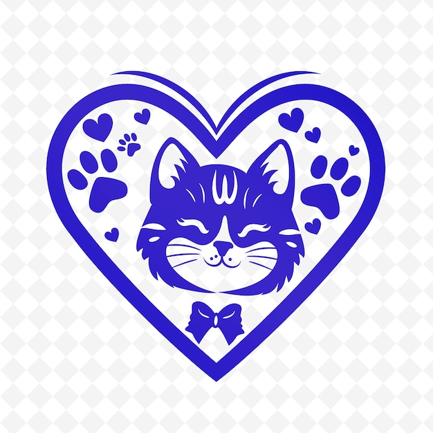 um gato em um coração com impressões de patas nele
