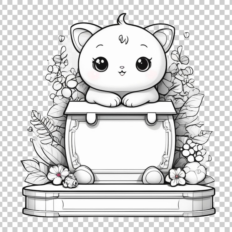 PSD um gato rosa com um sinal na cabeça