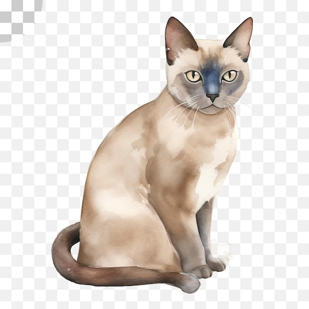 Um gato siamês sentado em um fundo transparente - download de gato siamês png