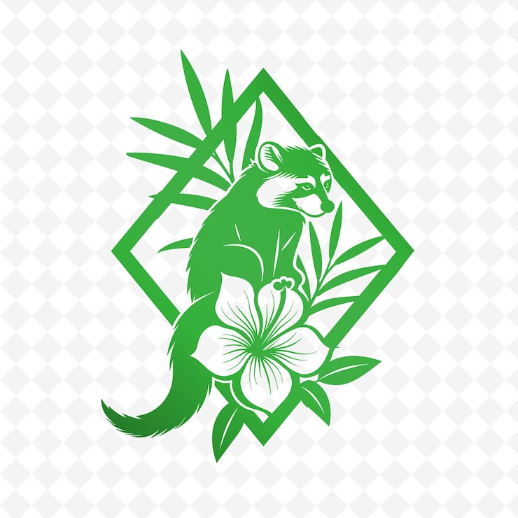 PSD um gato verde com um fundo verde de um gato verde em um fundo branco