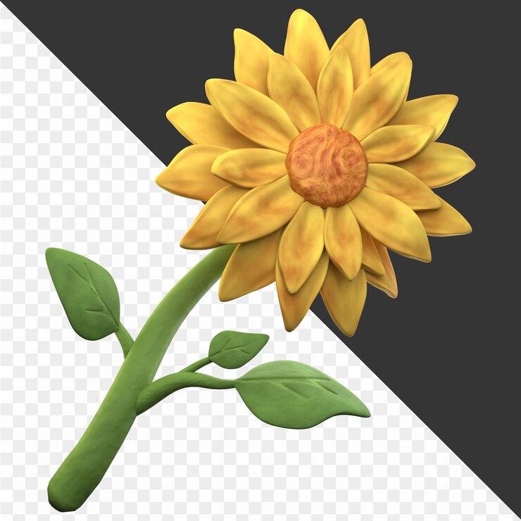 PSD um girassol amarelo com um caule verde