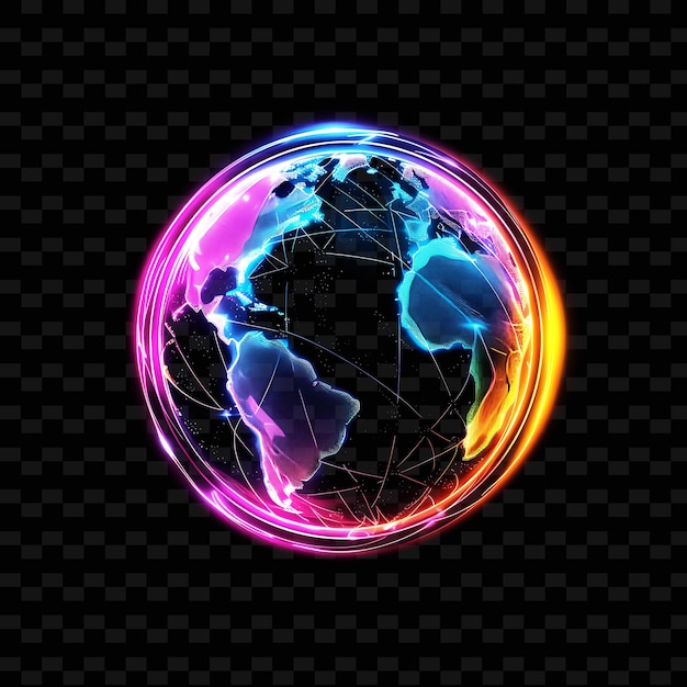 PSD um globo mundial com uma imagem colorida dos continentes