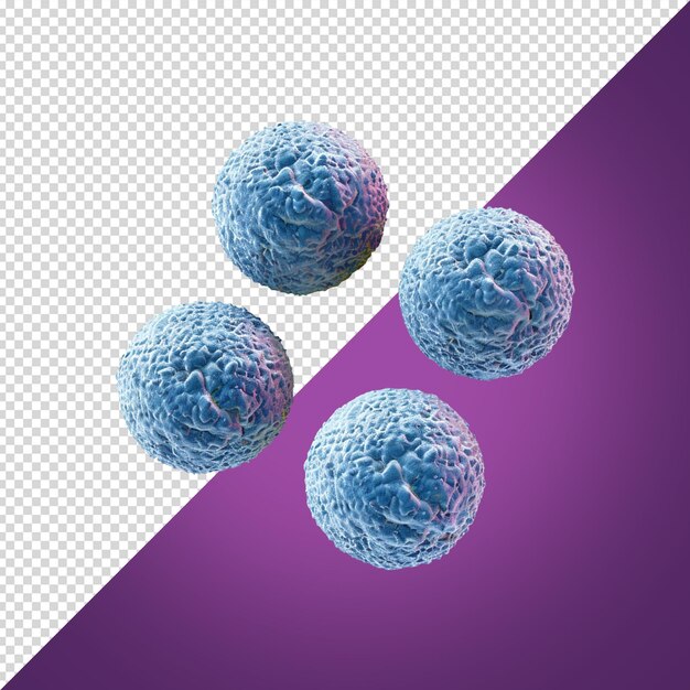 Um grupo de bolas azuis com a palavra bactérias