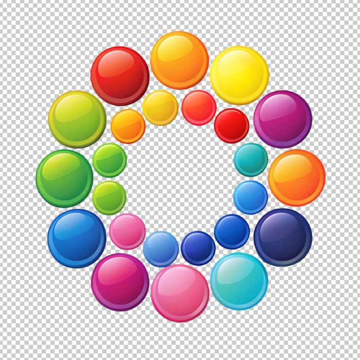 PSD um grupo de círculos de cores diferentes com fundo branco