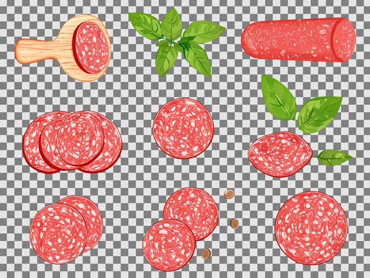 PSD um grupo de fatias de salame