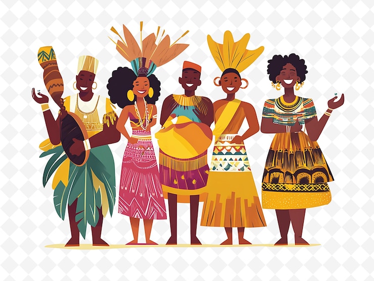 PSD um grupo de pessoas com trajes de cores diferentes