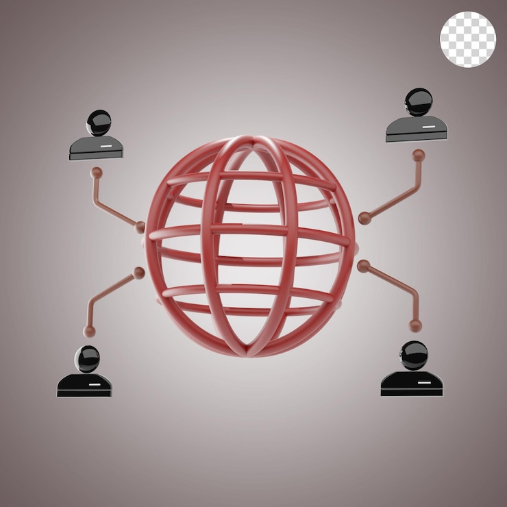 PSD um grupo de pessoas com um globo na parte de baixo