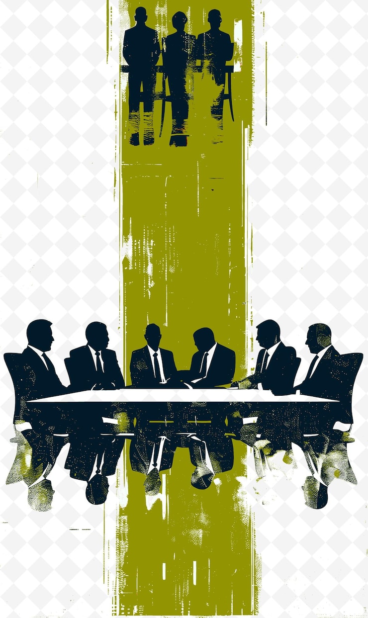 PSD um grupo de pessoas de negócios sentadas em torno de uma mesa com um fundo verde
