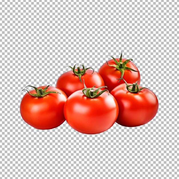 Um grupo de tomates isolados em fundo transparente