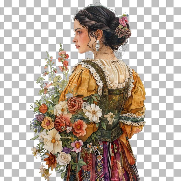 PSD um guarda-roupa vitoriano lindo com flores.