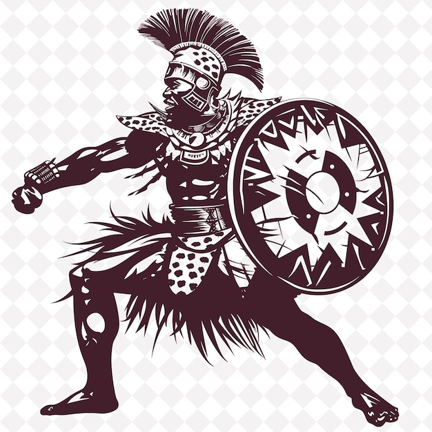 Um guerreiro com um escudo e um escudo nas costas