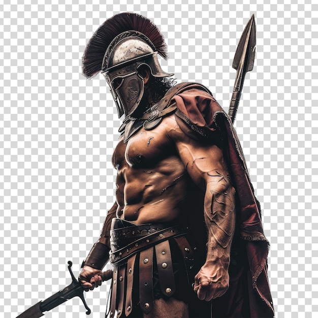 Um guerreiro com uma espada e um escudo com uma espada