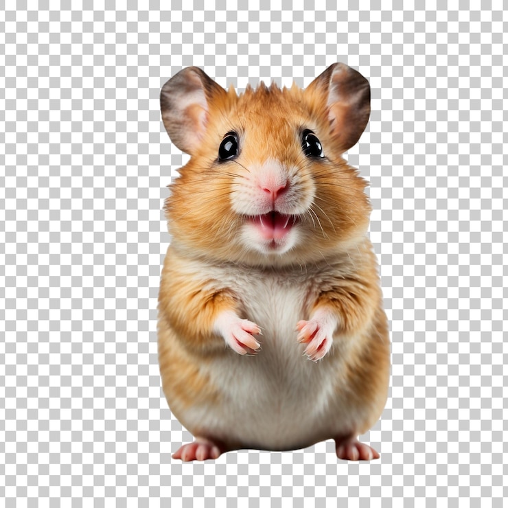 PSD um hamster com a boca aberta e a câmera mostrando os dentes