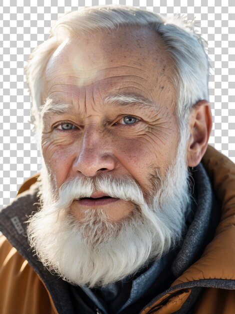 Um homem com barba e um lenço no pescoço.