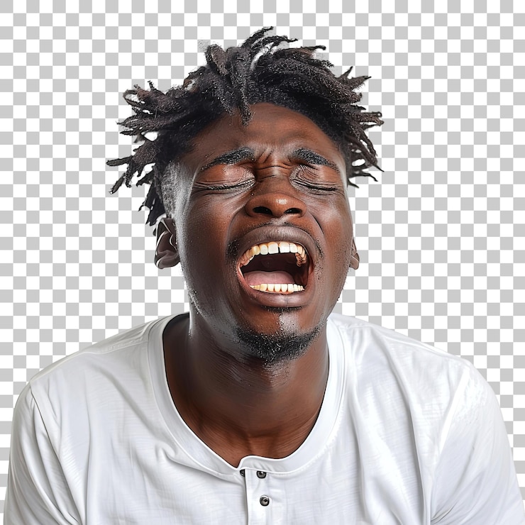 PSD um homem com dreadlocks está rindo e sorrindo conceito de alegria e felicidade
