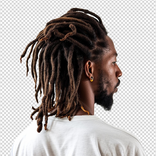 PSD um homem com um penteado de dreadlocks isolado em fundo transparente png