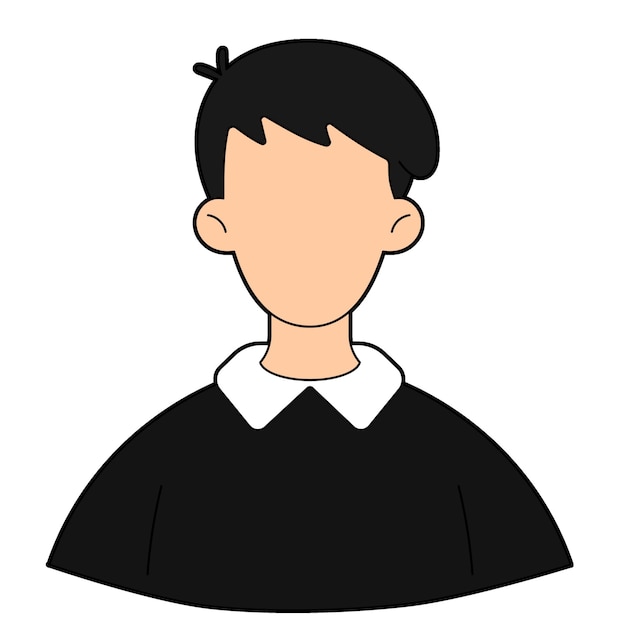 um homem com um suéter preto e uma camisa branca com um colarinho branco