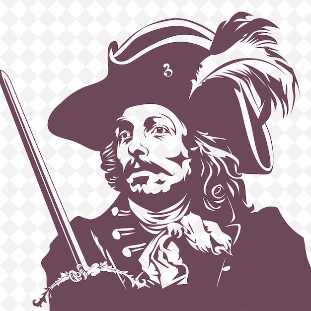 Um homem com uma espada e um chapéu de pirata.