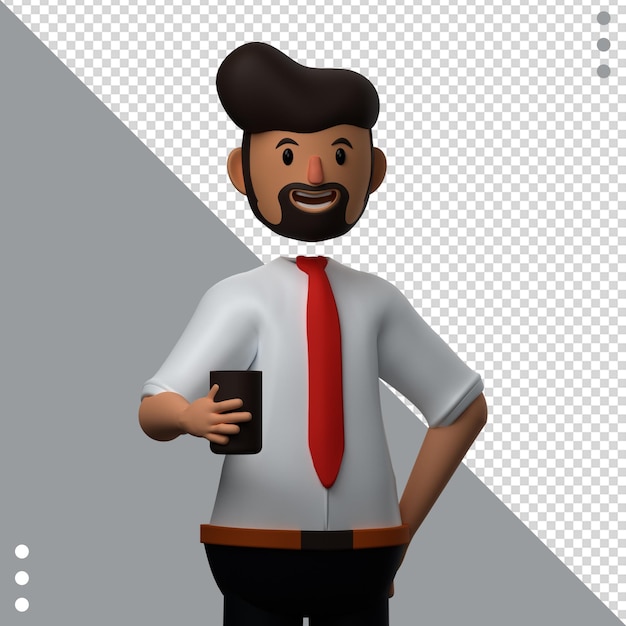 Um homem com uma gravata vermelha e uma caixa amarela com uma estrela.